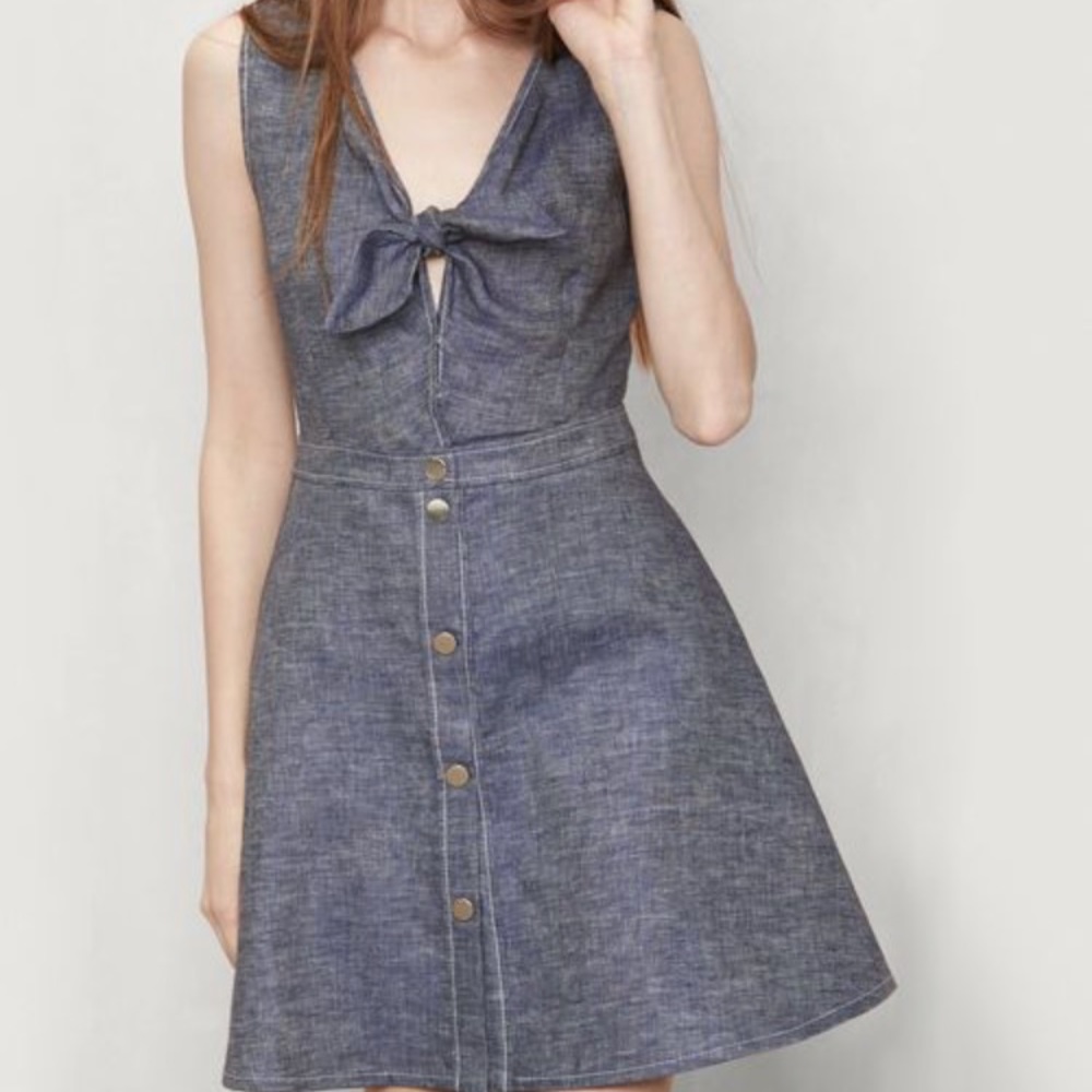Maje Paris Ruben Denim Tie chambray mini Dress